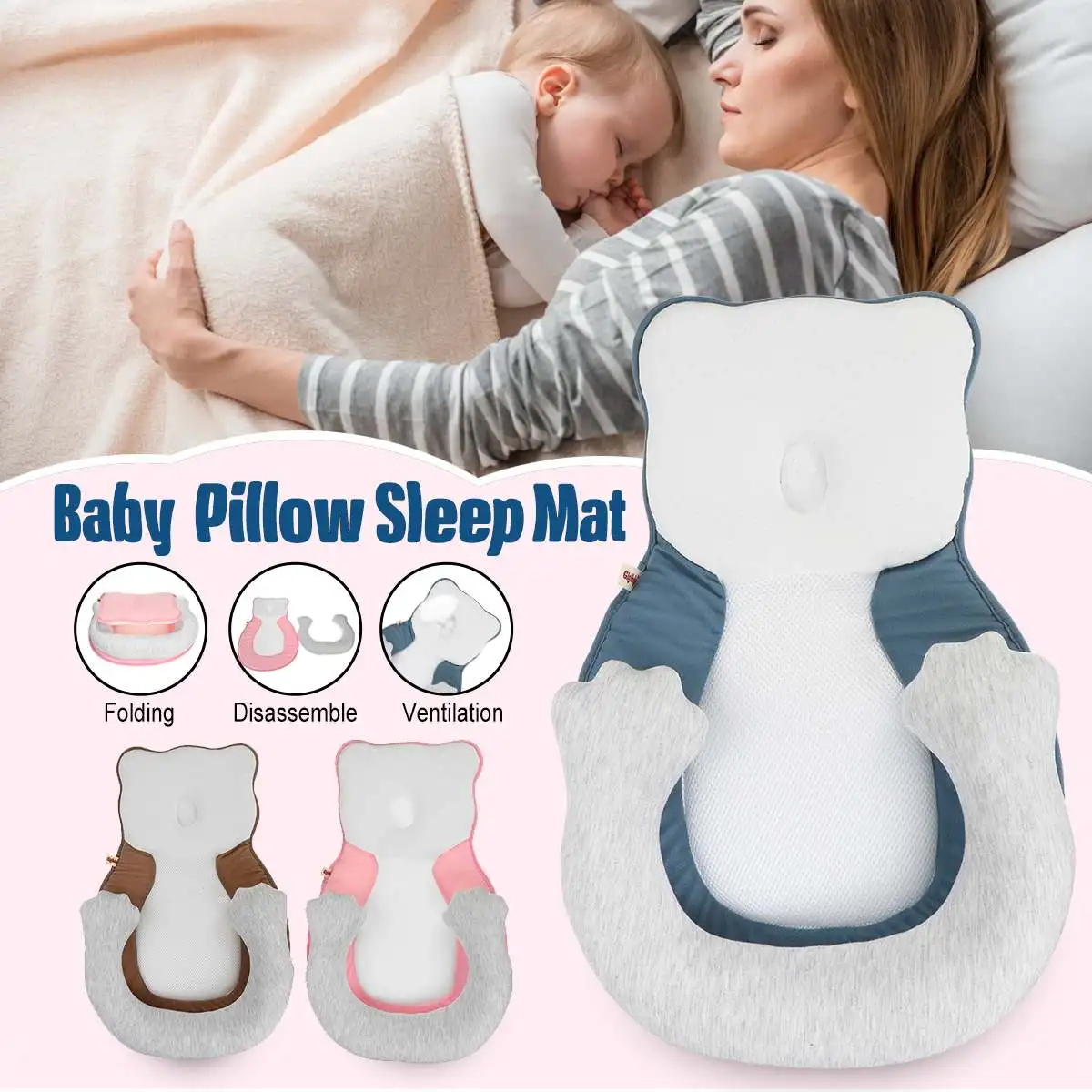 

Anti Flat Head Baby Pillow Newborn Baby Sleep Positioning Pad Anti Roll Baby Head Shaping Pillows Infant Sleep Mattress