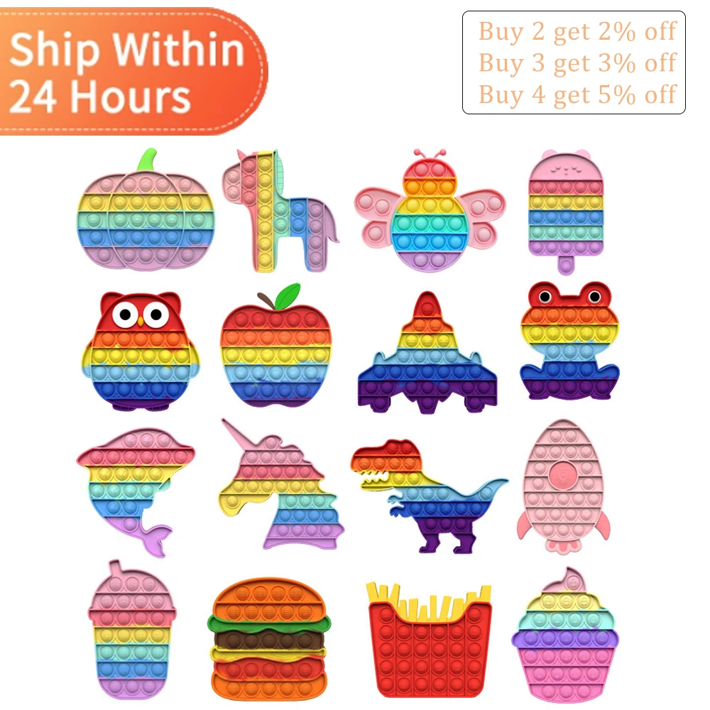 

2021 New Pop Fidget Push Bubble Fidget Sensory Toy Autism Special Needs Squeeze Funny Dinosaur Owl Antistress Stress Relief Toys