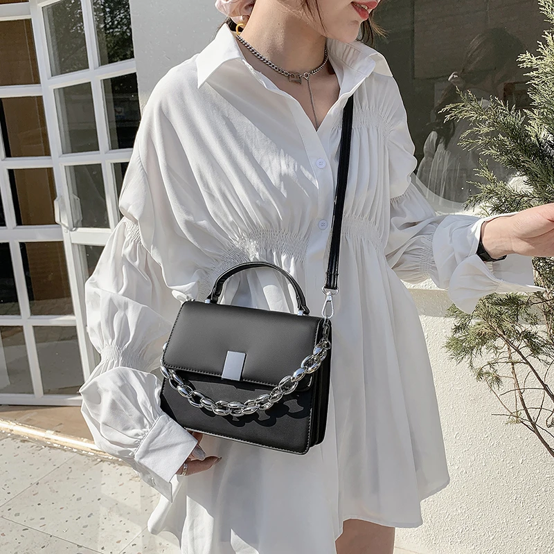 

Fashion Solid Color Leather Shoulder Crossbody Bags for Women 2021 Designer Flap HandBag Ladies Small Square Bags Sac A Main