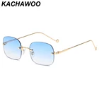 Солнцезащитные очки Kachawoo без оправы для мужчин и женщин, квадратные, коричневые, синие светильник лые, аксессуар