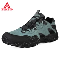 humtto profession waterproor hiking shoes men leather athletic outdoor climbing boots mens trekking tourism sneakers big size