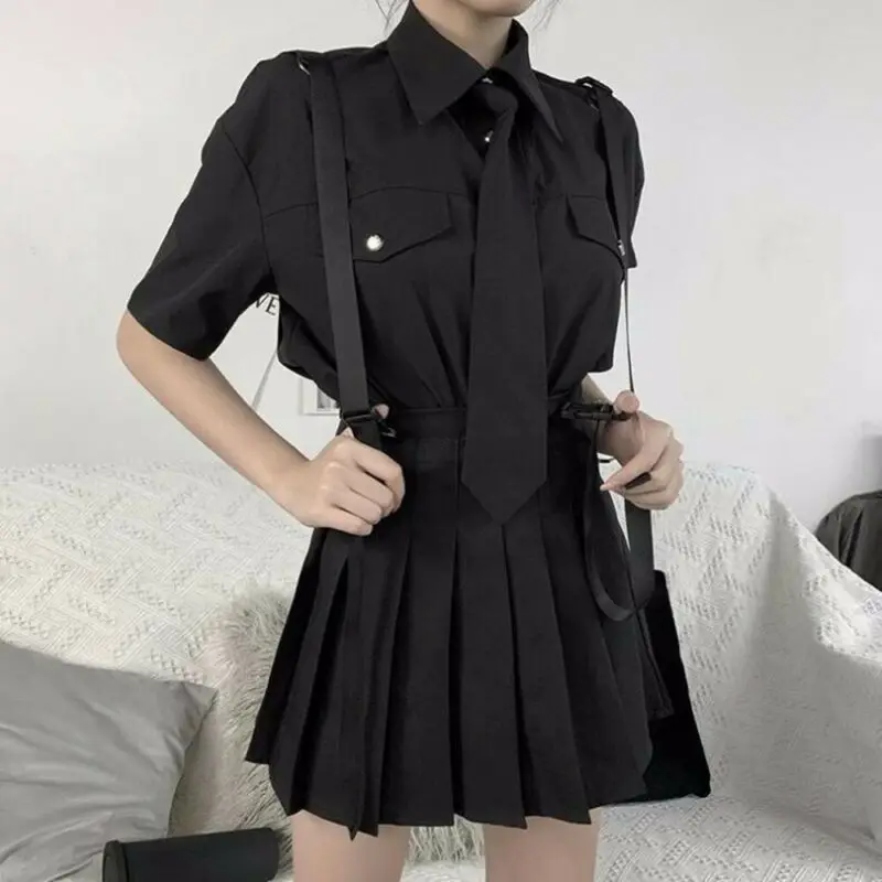 Блузка женская с коротким рукавом модная рубашка в готическом стиле Свободный