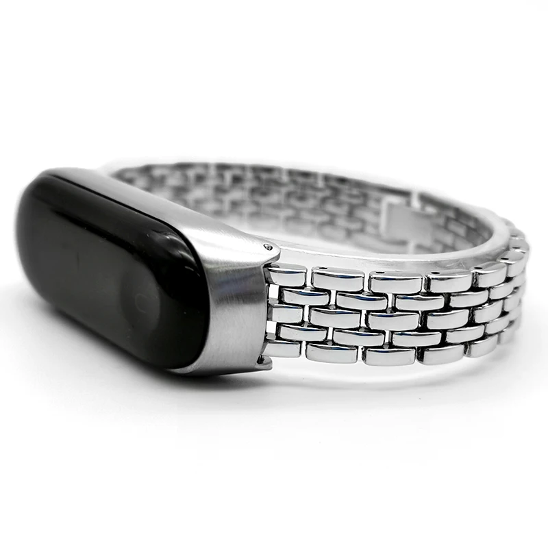 Silver Роскошный браслет на запястье для Xiao mi band 4 3 металлический ремешок вакуумная Кофеварка Смарт-часы ремешок для mi Band 3 horlogeband - Цвет ремешка: Silver