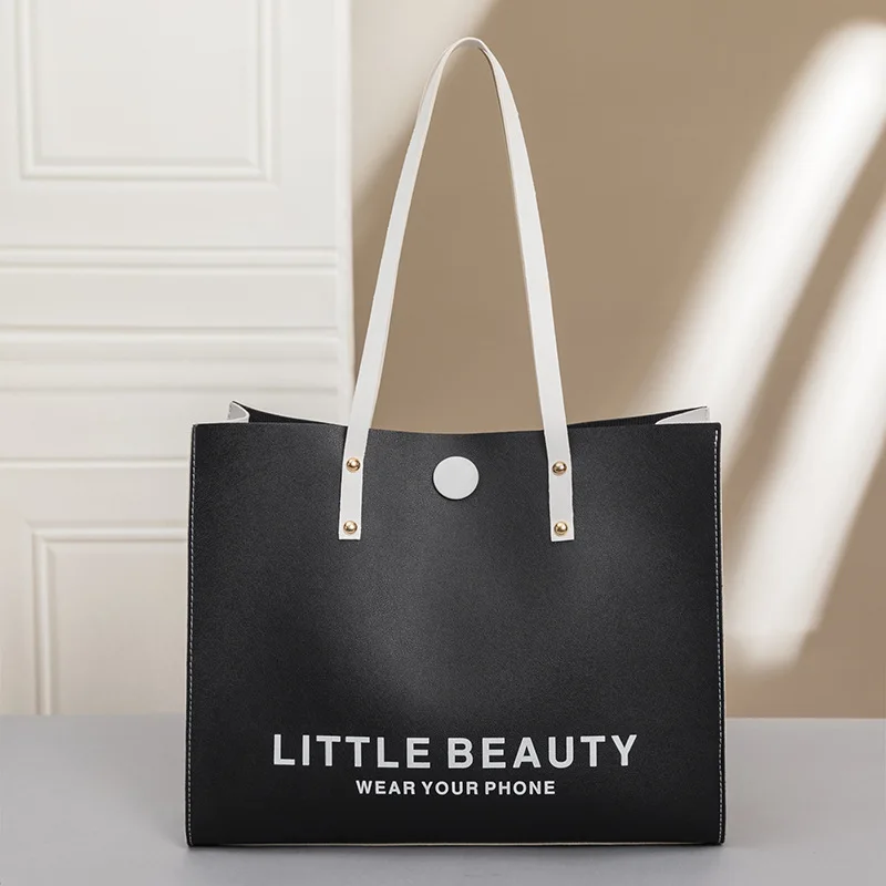 Fashion Trend Tote Bag For Women Casual Travel Handbag Large Capacity PU Leather Shoulder Shopping Bag Cosmetic Tablet Organizer