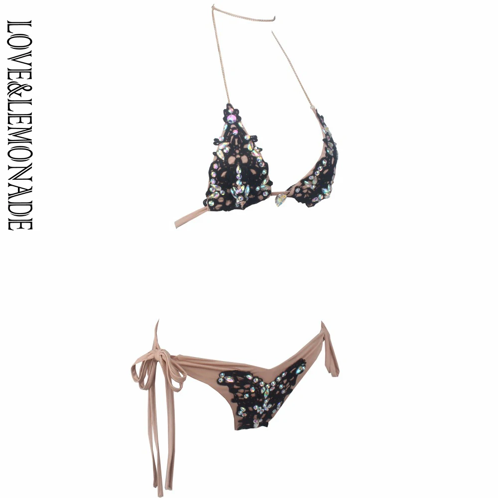 Комплекты с бюстгальтером LOVE &amp LEMONADE черные кружевные цвета бусинами TB 10215 |