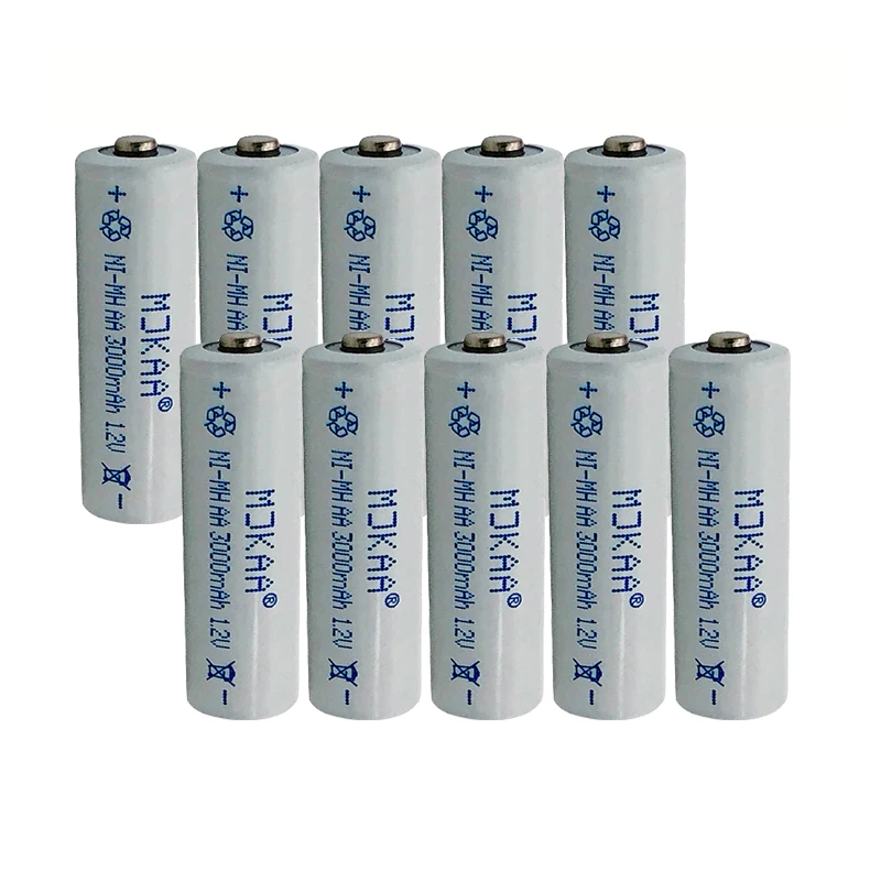 10PCS Battery MJKAA 10-20 шт AA 1,2 V Ni-MH 3000mAh аккумуляторная батарея 2A нейтральные аккумуляторные батареи для игрушечные часы - Цвет: 10PCS Battery
