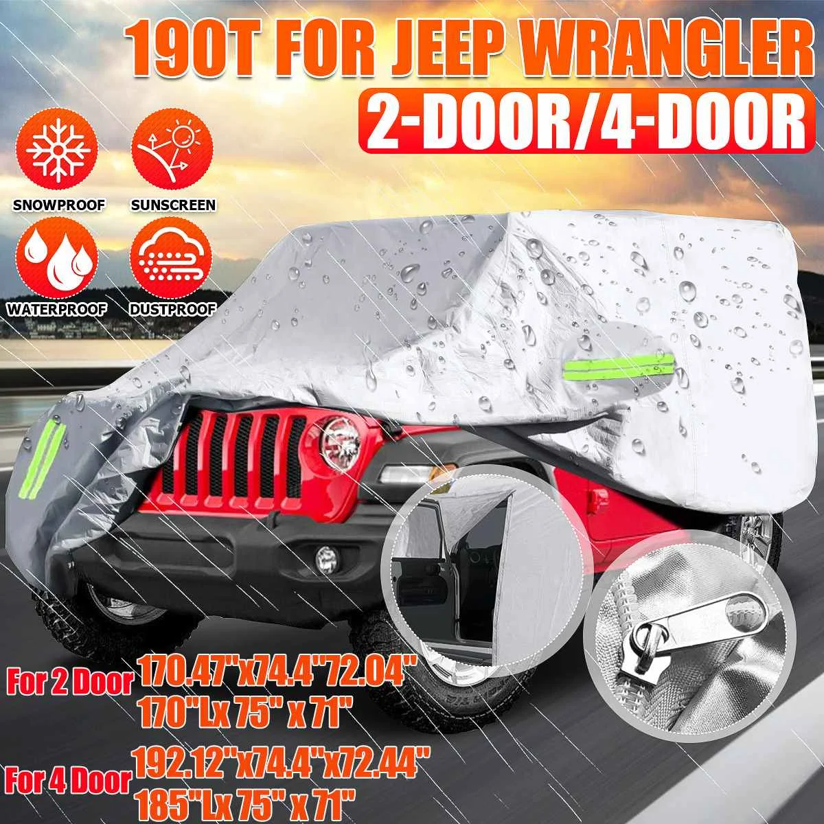 

Universal Full Car Covers Full Sedan Covers 2 Door/4 Door Sunscreen Protection Cover For Jeep Wrangler JK JL CJ YJ TJ 1987-2019
