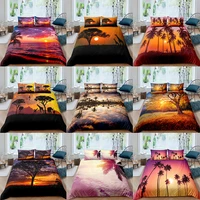 3d beach scenery quilt cover bedding single twin double tropical sunset glow coconut tree summer bedroom duvet cover pillowcase