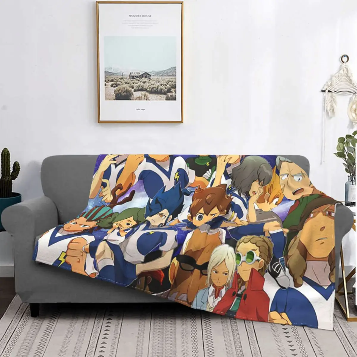 Одеяло Inazuma Eleven флисовое портативное супермягкое покрывало для постельного