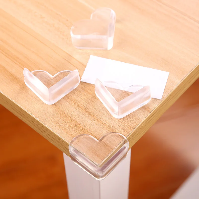 Protector de silicona transparente con forma de amor para beb&eacute;s, cubierta de borde de mesa para ni&ntilde;os, protectores de mesa para muebles, 4 unids/lote-1