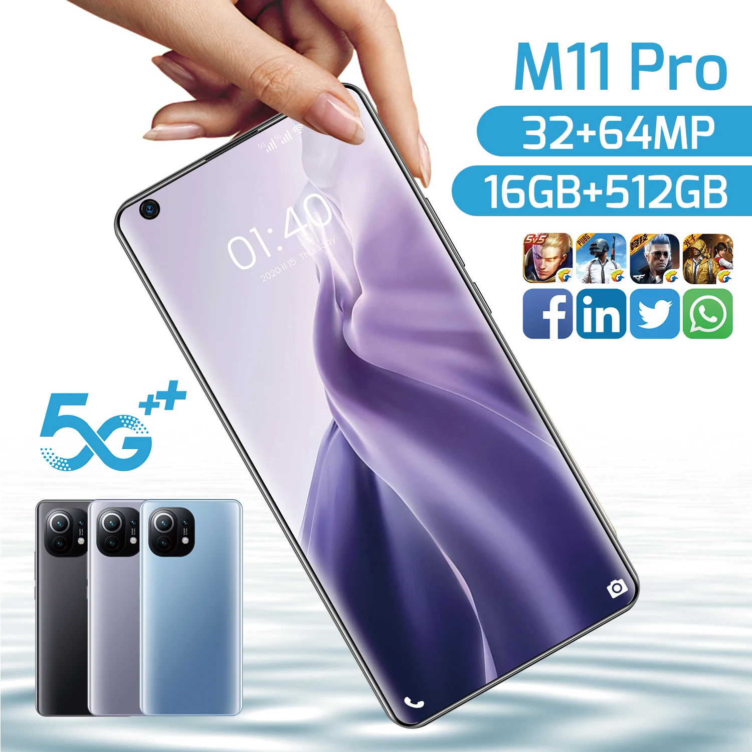 

Sale Xiaom M11 Pro Global Version Smartphone 5G Network 7.3 Inch HD Screen Snapdragon 888 16G 512G 48MP Fingerprint Face ID