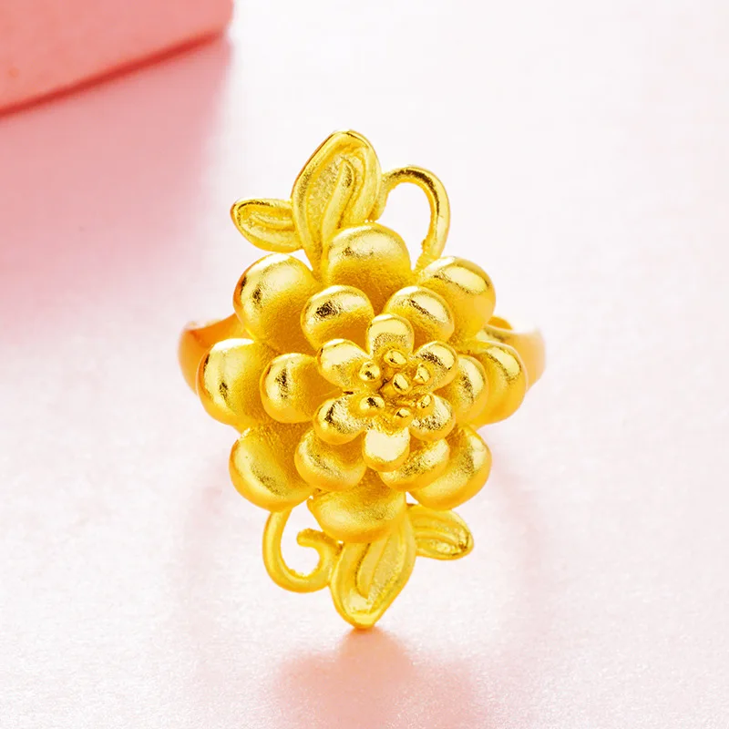 

Flower Ring 3D Peony Gold Rings for Women 24K Gold Plated Party Birthday Anniversary Engagament Wedding Rings New Jewelry Gift