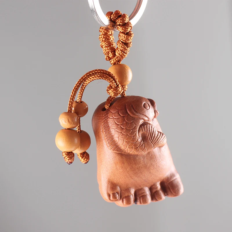 

Chinese Classic Fortune Carved Ebony Key Chains Amulet Pendant Wooden Llaveros Porte Clef All The Best Car Keychains Accessories