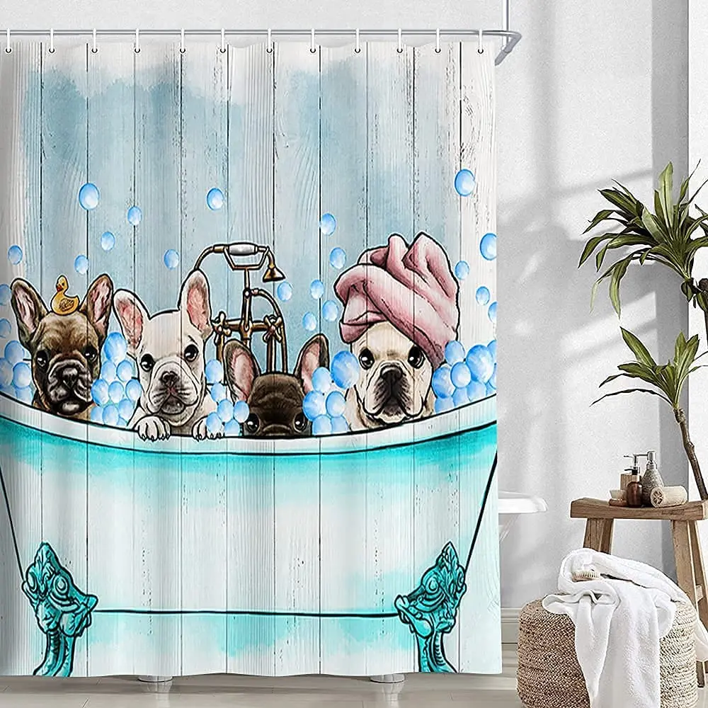 Занавеска для душа в форме забавной собаки деревенском стиле занавеска из ткани