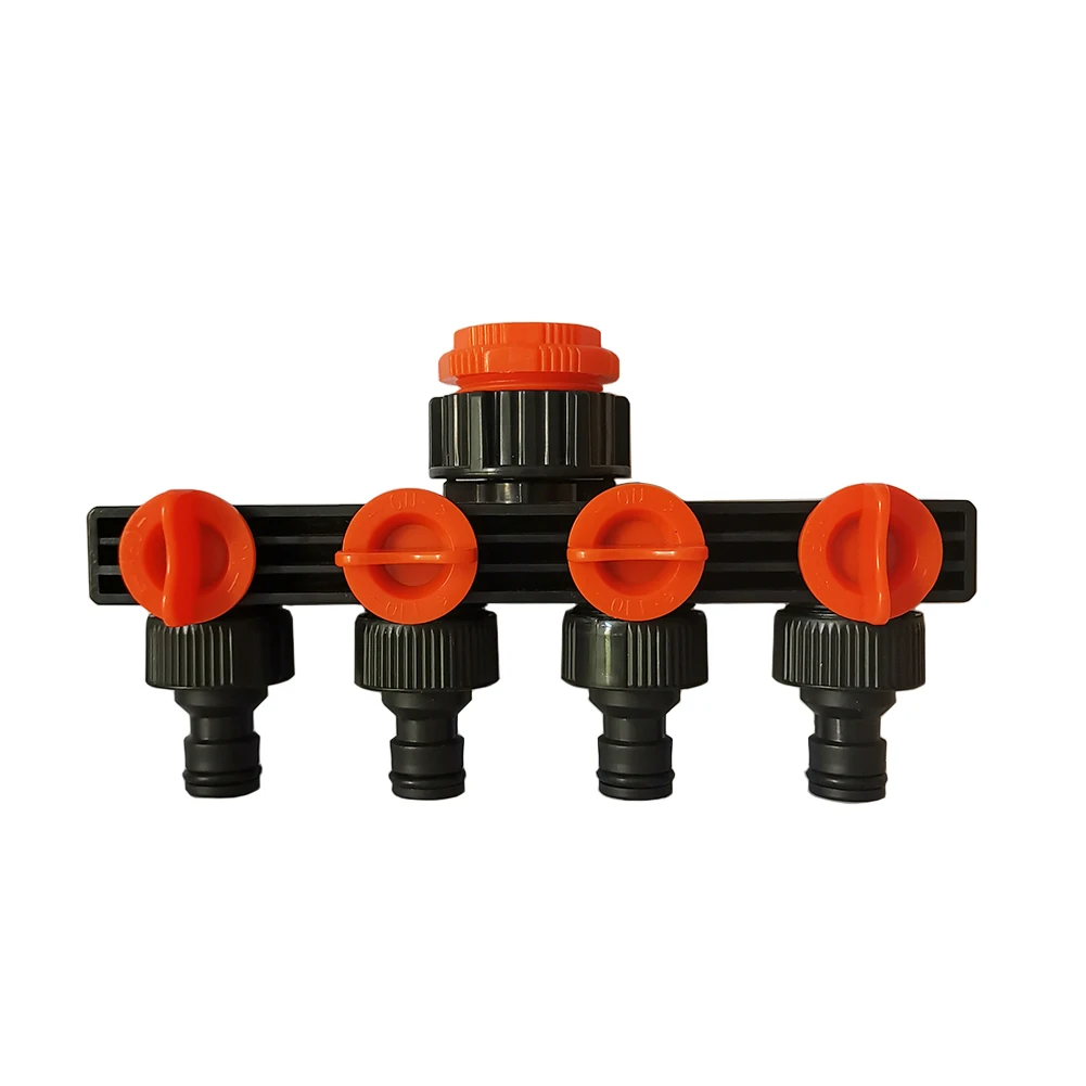 

1/2" 3/4" 1" 4 Way Water Tap Connectors Quick Thread Adaptor Garden Hose Pipe Splitter Drip Irrigation Plant Garden Tools