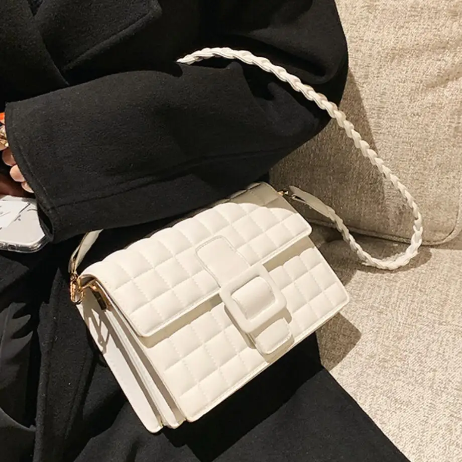 

Квадратная сумка-Кроссбоди в клетку, новинка 2021, Высококачественная женская дизайнерская сумка из искусственной кожи, вместительная сумка-...