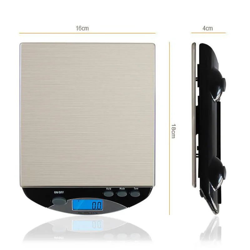 Портативные электронные весы 2 кг водонепроницаемые с голубой подсветкой