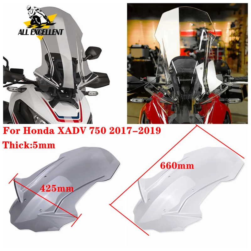 

Motorcycle Windshleid For HONDA X-ADV 300 750 1000 Year 2017-2019 Clear Smoke Color Windscreen Wind Deflector XADV750