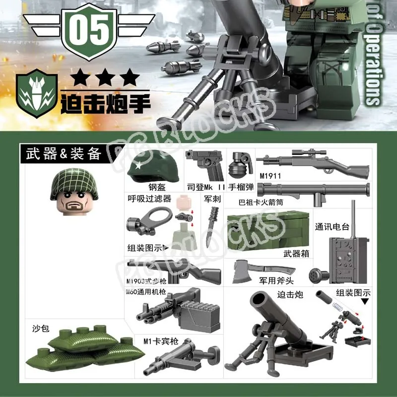 

480pcs Military Building Blocks World War II SWAT Commander Medic Parachutist Army Soldiers Action Figures Bricks Toys for Boys