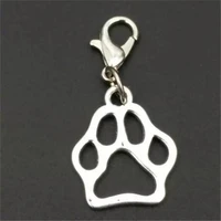 2pcs animal dog paw prints charm pendant necklace bracelet diy jewelry making findings