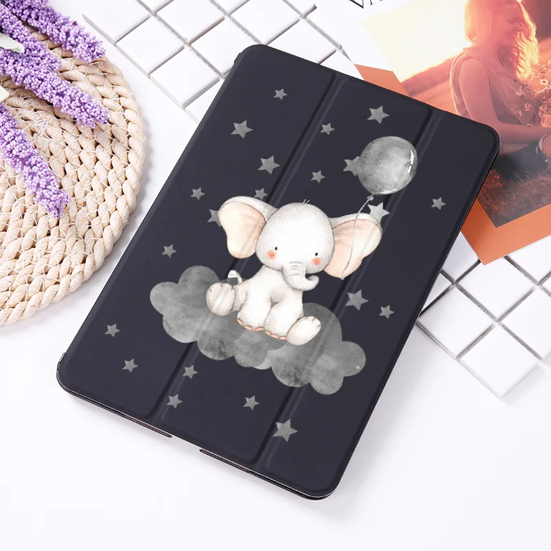 

Жесткий чехол-накладка из искусственной кожи для Ipad 2, 3, 4, черный, с милым маленьким слоном, защитный чехол для 2020 iPad Pro 11, 12,9, 10,5, 7,9 дюйма Mini 1, 2