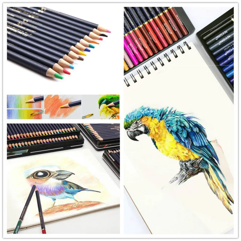 

12/24/36/48/72 Watercolor Pen High-grade Soft Core Lapis Lazuli Professional Painter Painting Art School Soluble Color Pencil