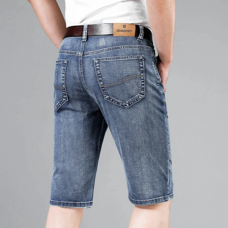 

QUANBO Men's Comfort Flex Denim Short 2021 Summer New Arrivals Men Business Casual Jeans Shorts Classic Gray Jean