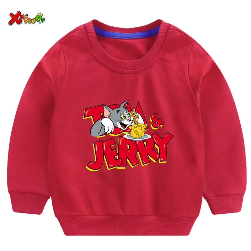 toddler girl sweatshirts baby boy hoodie children Pullover Tops Autumn Fashion Long Sleeve Cartoon Tom and jerry clothing
