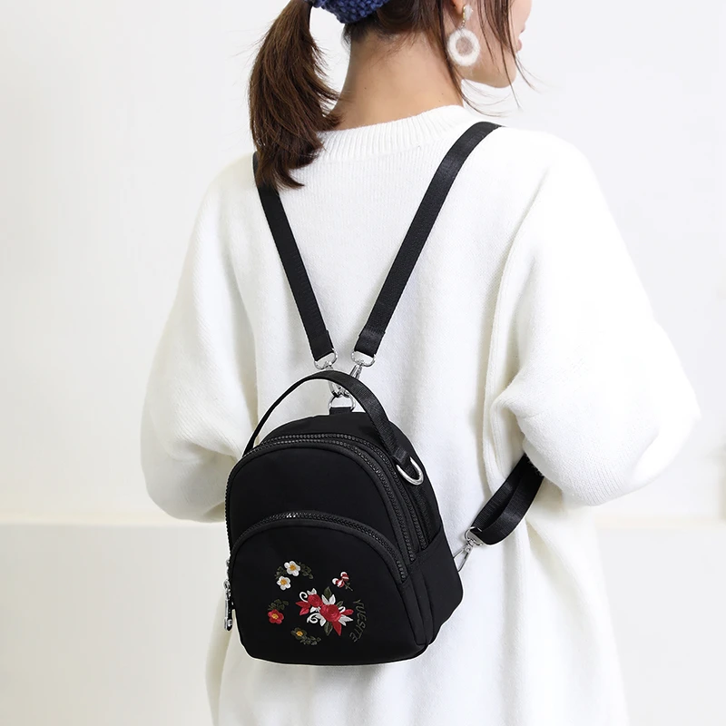 Женский многофункциональный рюкзак с цветочной вышивкой сумка через плечо из
