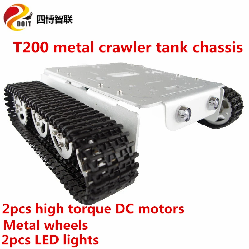 SZDOIT T200 металлическая гусеничная цепь робот танк автомобиль шасси комплект 2 шт. 9 В/12 в двигатель с кодировщиком DIY для Arduino Обучение игрушки большой нагрузки