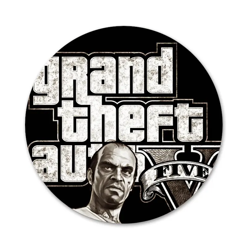 

Gta 5 Grand Theft Auto V Icons Pins Badge Decoration Brooches Metal Badges For Backpack Decoration 58mm