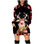 Женская Рождественская Толстовка, свитер с длинным рукавом, карман на бедрах, толстовка