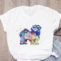 watercolor teddy dog animal print tshirts women clothes 2021 funny t shirt femme harajuku shirt summer t shirt female