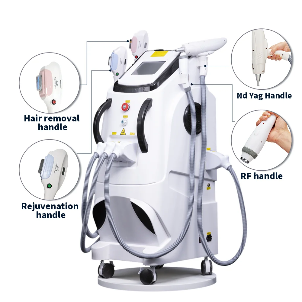 

360 Magneto 4 in 1 IPL Laser Hair Removal Machine Epilator For Women Permanent SHR Nd-yag For Tattoo Removal Skin Rejuvenation