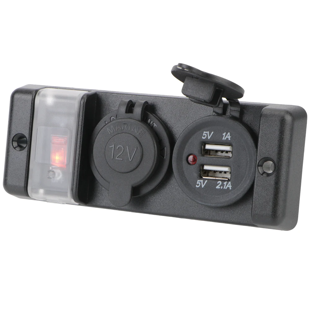 

Pre-wired 2.1A/1A 12V LED Indicator & Cigarette Lighter Socket for Car Dual USB Socket Charger Breaker Switch Panel