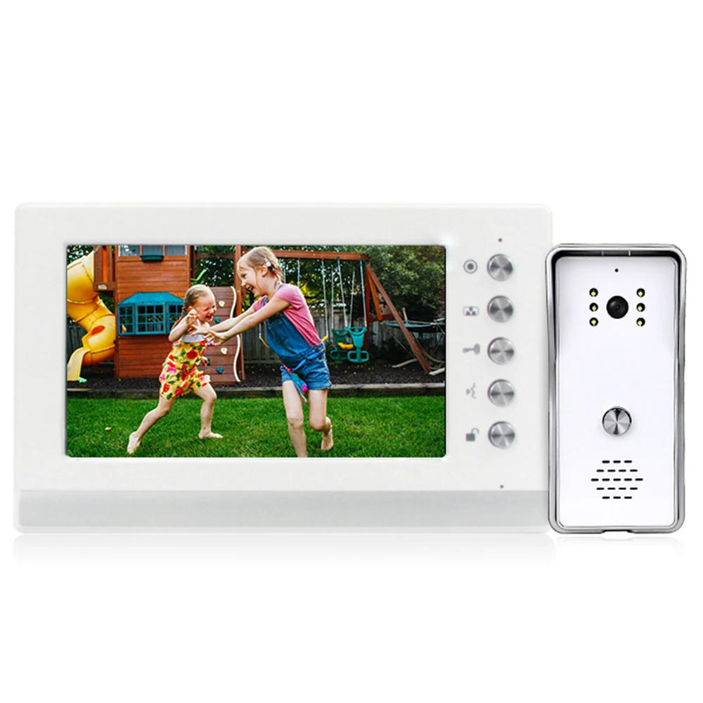 White-W YSECU 7 дюймов 1000TVL HD видеодомофон комплект для домашней безопасности, видеодомофон с замком, видеодомофон - Цвет: White-W