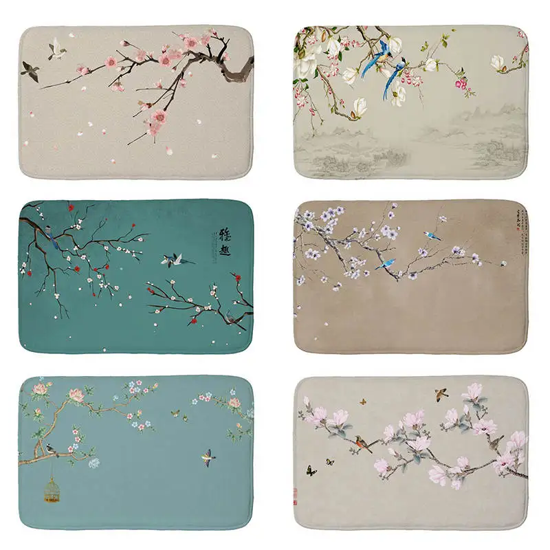 Розовые цветы магнолии фланелевый с принтом Коврик противоскользящий Tapete