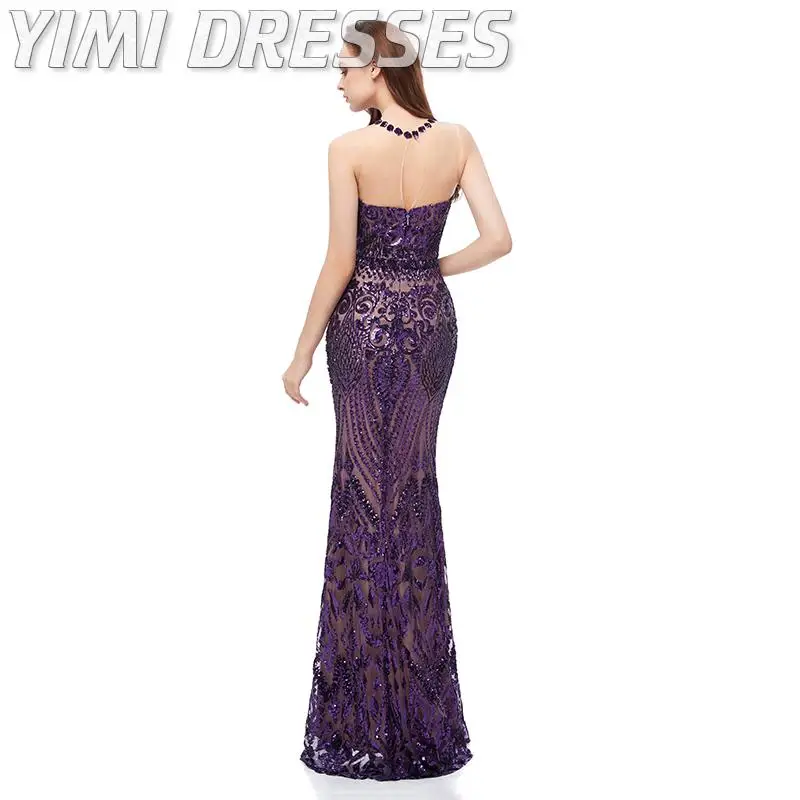 Роскошные фиолетовые кружевные вечерние платья с блестками Королевского синего