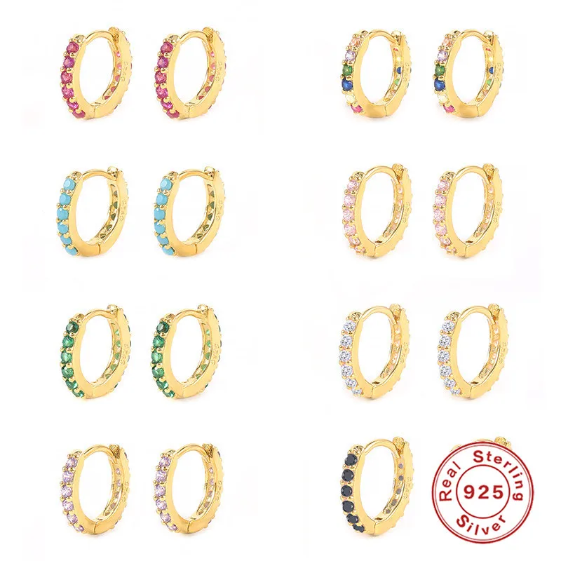 

Aide 2 шт 7 мм Серьги для женщин 925 стерлингового серебра 2021 трендовые Роскошные радужной расцветки с украшением в виде кристаллов кольцо для п...