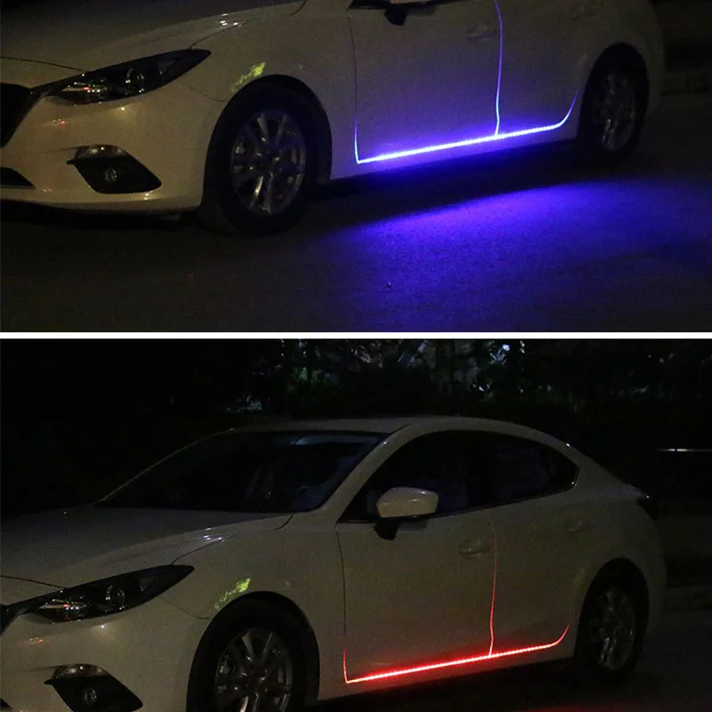 Атмосферное освещение автомобиля RGB атмосферные огни Гибкая полоса дистанционного управления светодиодные RGB ленты двери автомобиля декоративная лампа