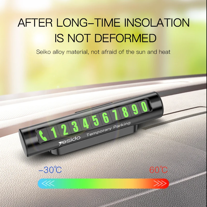 

Yesido C68 metal Car Temporary Parking Card Luminous Phone Number Magnetic Adsorption Rotatable Design privacy protection