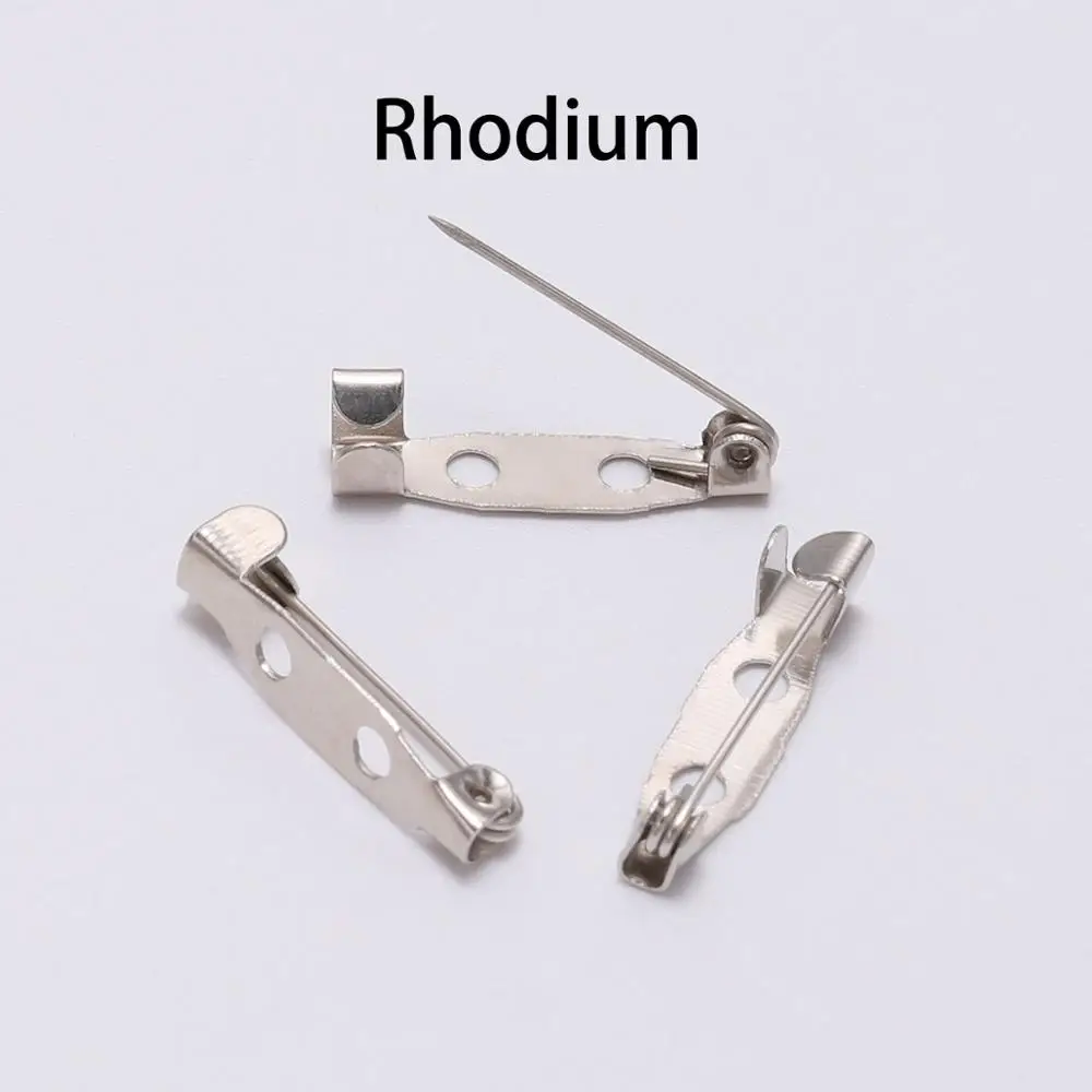 Rhodium 50 шт./лот, 15, 20, 25, 30, 35 мм, серебряная брошь, зажим, база, булавки, безопасные булавки, брошь, параметры, пустая база для изготовления ювелирных изделий своими руками - Цвет: Rhodium