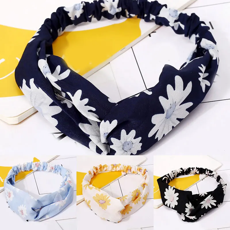 

Fashion Women Girls Hair Bands Bohemian Print Headbands Retro Cross Turban Elastic Bandage Bandanas HairBands Hair Accessories