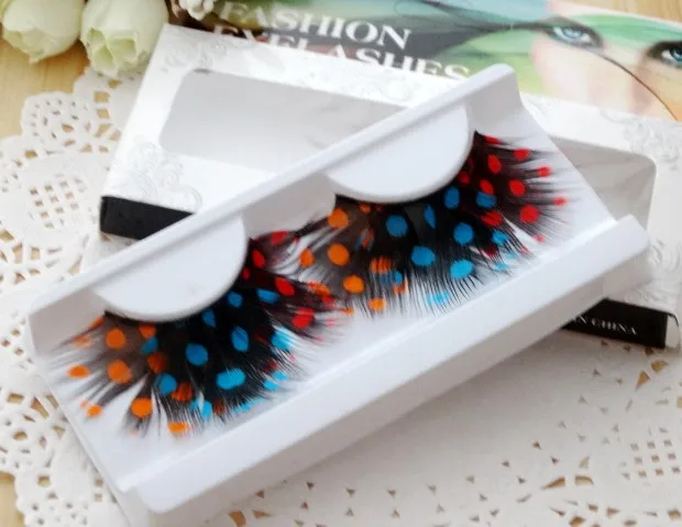 Новые товары от YOKPN цветные искусственные накладные ресницы с перьями креативные