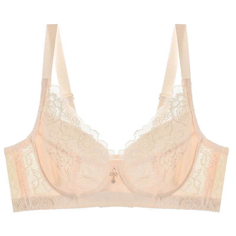 

Thin and Plus Size Bra European and American 2021 Lace Full Cup Breathable Gathering Adjustable Ladies Underwear Bra For Women