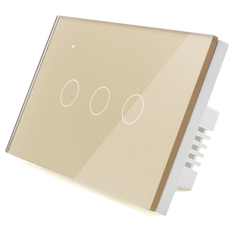 WIFI сенсорный светильник настенный выключатель Золотое стекло синий светодиод