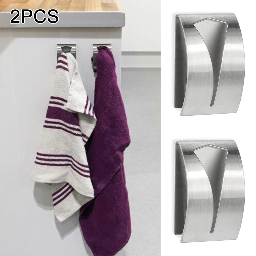 

2pcs stainless steel towel hook strong hook bathroom hook kitchen hook strong non-marking hook hook free punch