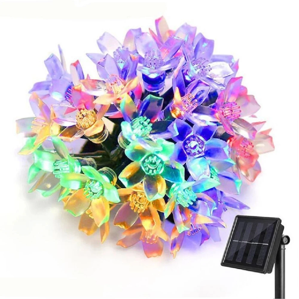 

Solar Power 30 LED Morning Glory Shape Outdoor Garden Yard Snowflake Pompons String Light Xmas Party Lamp free shpping