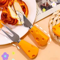 cartoon tableware cheese shape knife and fork stainless steel creative cheese tableware cute home kitchen picnic decoration