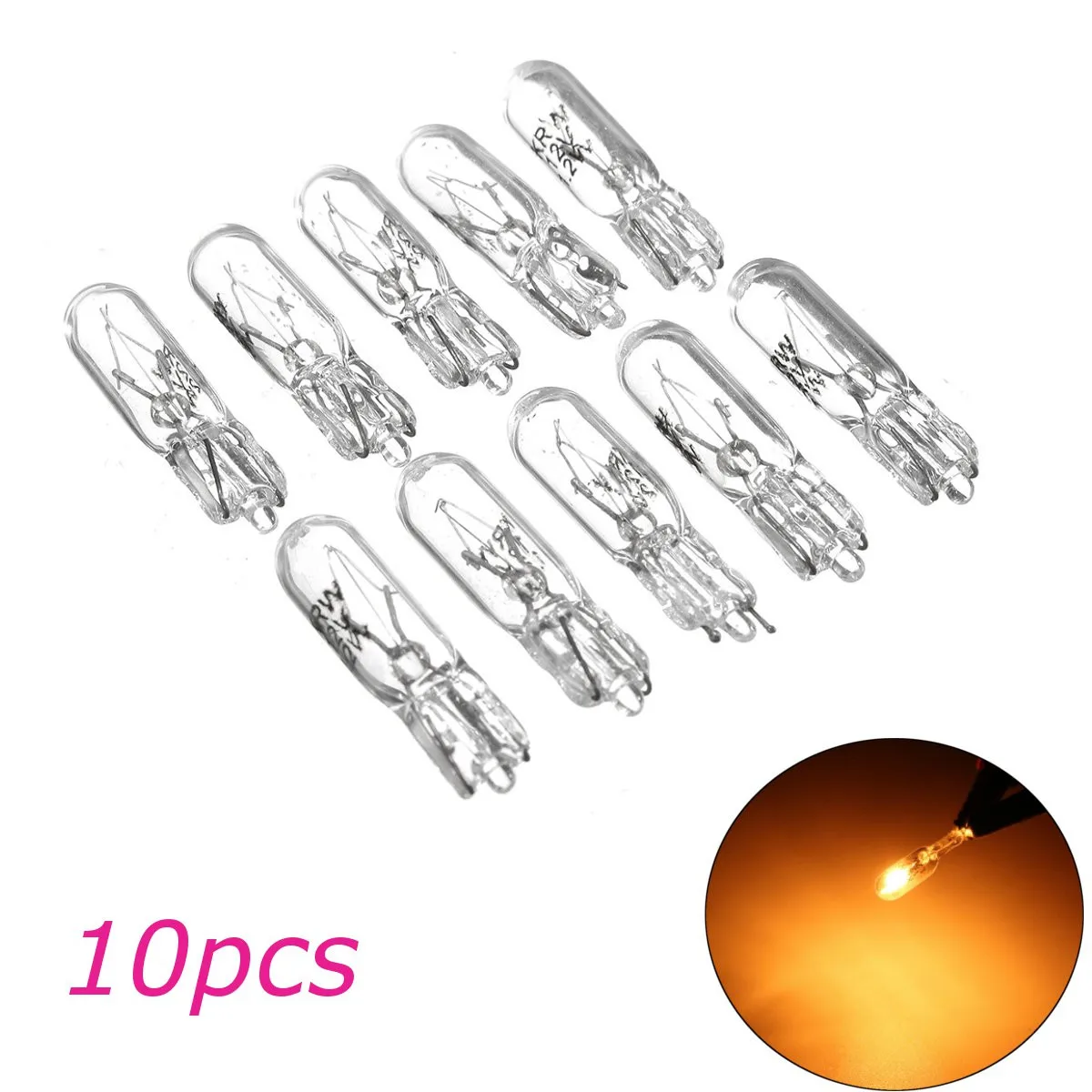 

10/25PCS 12V 1.2W Indicator Motorcycle Car Turn Light Bulbs Small Wedge Clear Finish Super Bright Warm White Indoor Clear